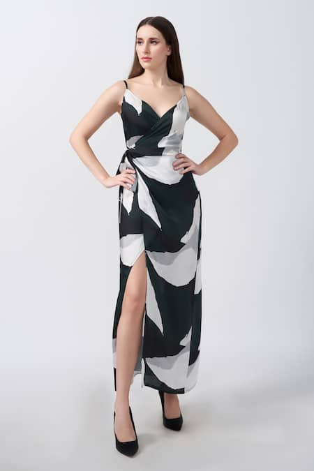 House of Varada Abstract Print Wrap Style Dress 