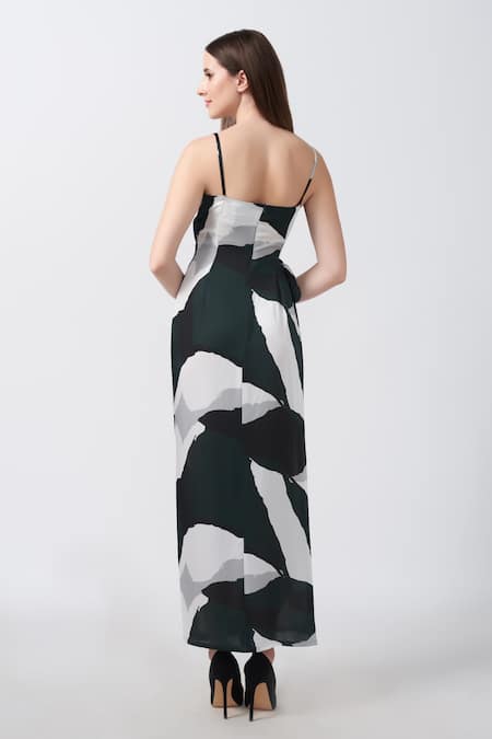 House Of Varada Abstract Print Wrap Style Dress 