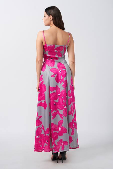House Of Varada Floral Print A-Line Flared Dress 