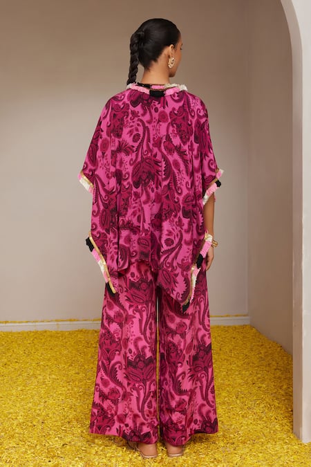 Nitara Dhanraj Label Floral Mandala Print Cape & Pant Set 