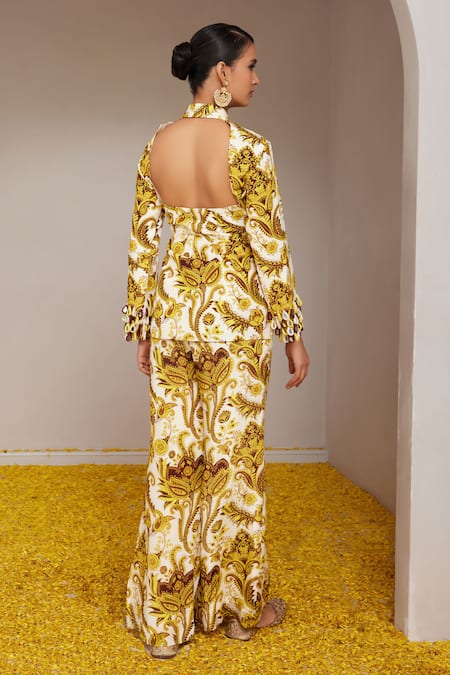 Nitara Dhanraj Label Floral Mandala Print Jacket With Pant 