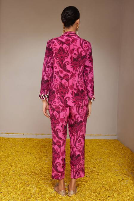 Nitara Dhanraj Label Floral Mandala Print Jacket & Pant Set 