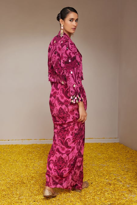 Nitara Dhanraj Label Floral Mandala Print Jacket & Skirt Set 