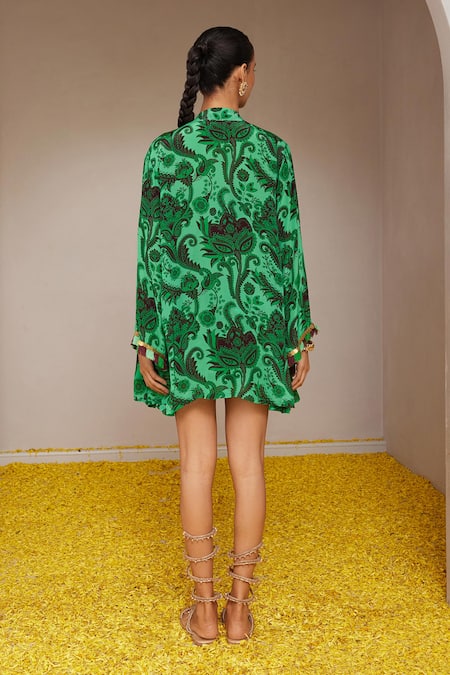 Nitara Dhanraj Label Floral Mandala Print Jacket & Mini Skirt Set 