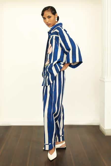 OFRIDA Stripe Print Relaxed Fit Pant 