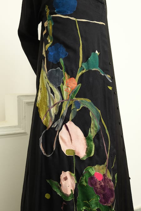 Buy OFRIDA Multi Color Cotton, Silk Embroidery V-neck Psyflora Etro Hand Kurta With Pant Online at Aza Fashions Buy_OFRIDA_Multi Color Cotton, Silk Embroidery V-neck Psyflora Etro Hand Kurta With Pant _Online_at_Aza_Fashions