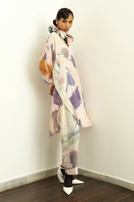 Buy OFRIDA Multi Color Muslin, Silk Nargis Abstract Expressionist Print Kurta With Pant Online at Aza Fashions Buy_OFRIDA_Multi Color Muslin, Silk Nargis Abstract Expressionist Print Kurta With Pant _Online_at_Aza_Fashions