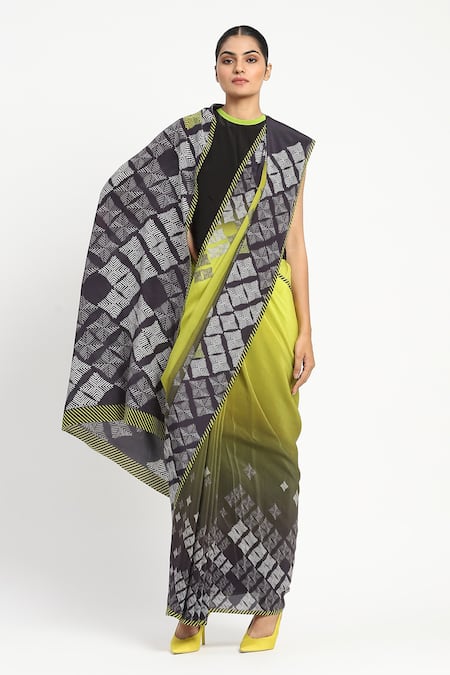 Buy Satya Paul Black Silk, Crepe Still Seeking Printed Saree With Unstitched Blouse Piece Online at Aza Fashions Buy_Satya Paul_Black Silk, Crepe Still Seeking Printed Saree With Unstitched Blouse Piece _Online_at_Aza_Fashions