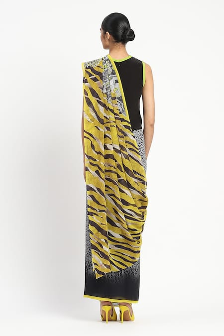 Satya Paul Echo Printed Saree With Unstitched Blouse Piece