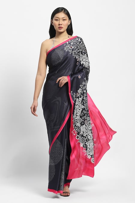 Satya Paul Faulkners Fall Embellished Saree With Unstitched Blouse Piece 