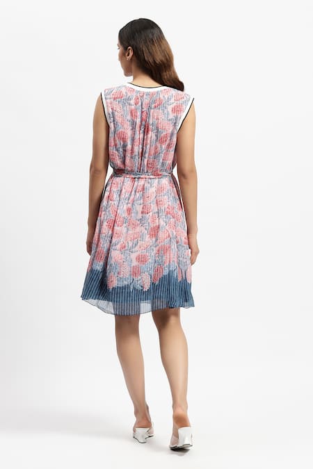 Satya Paul Flowers & Stripes Print Dress 
