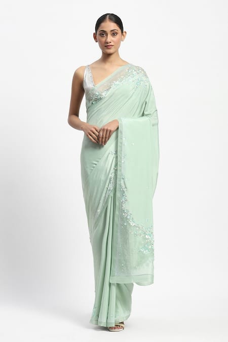 Satya Paul Hesiod Embroidered Saree With Unstitched Blouse Piece 