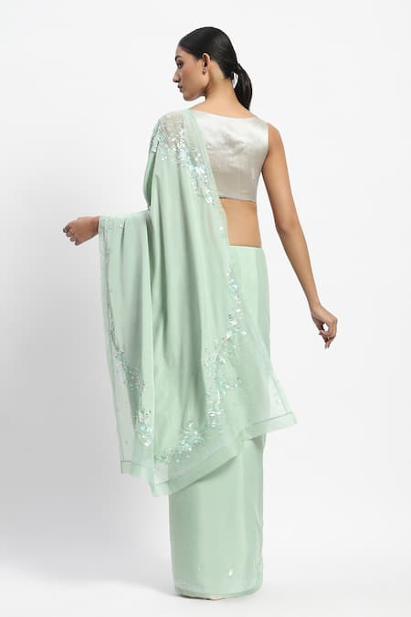 Satya Paul Hesiod Embroidered Saree With Unstitched Blouse Piece 