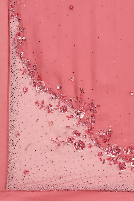 Buy_Satya Paul_Pink Viscose, Crepe Junebug Embroidered Saree With Unstitched Blouse Piece