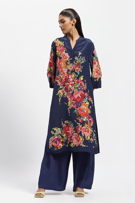 Satya Paul Floral Bloom Print Kurta With Pant 