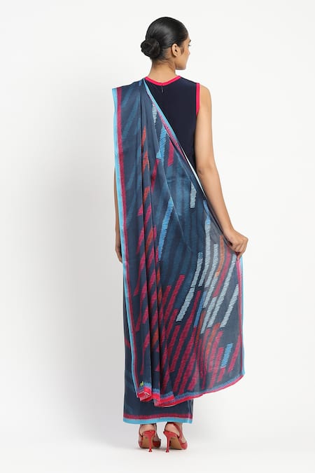 Satya Paul Wordsmith Printed Saree With Unstitched Blouse Piece 