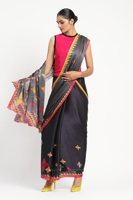 Satya Paul Infinite Space Embellished Saree With Unstitched Blouse Piece 