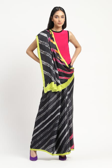 Satya Paul Across The Hedges Saree With Unstitched Blouse Piece 