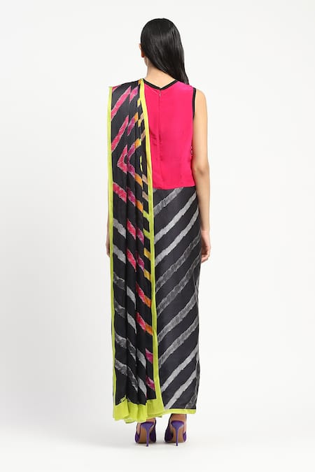 Satya Paul Across The Hedges Saree With Unstitched Blouse Piece 