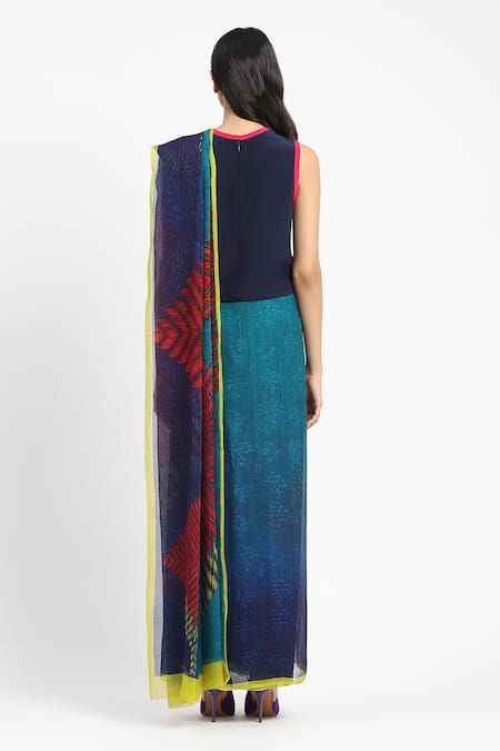 Satya Paul Druids Duty Printed Saree With Unstitched Blouse Piece 