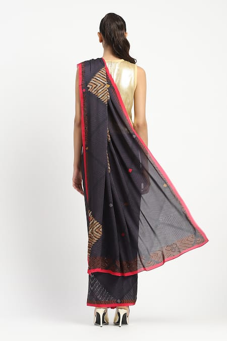 Satya Paul Acolyte Embellished Saree With Unstitched Blouse Piece 