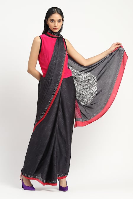 Satya Paul Eris Embellished Saree With Unstitched Blouse Piece 