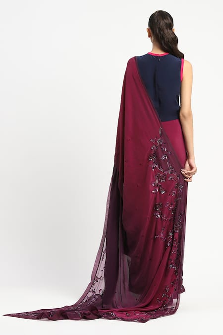 Satya Paul Liquid Grace Embroidered Saree With Unstitched Blouse Piece 