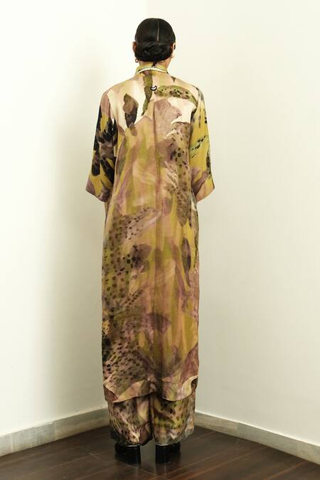 Shop OFRIDA Multi Color Embroidery Tropizeylo Printed Hand Kurta at Aza Fashions Shop_OFRIDA_Multi Color Embroidery Tropizeylo Printed Hand Kurta_at_Aza_Fashions