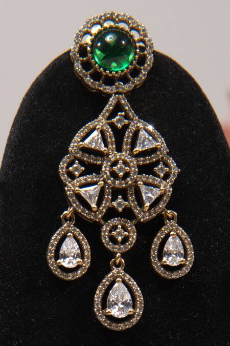 Buy_Amaara Jewels_Gold Plated Zari, Stones Florin Zircon And Embellished Necklace Set_Online_at_Aza_Fashions