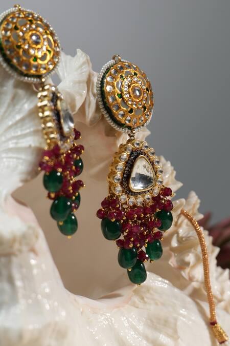 Amaara Jewels_Red Beads Grapevine Tassel Necklace Set _Online_at_Aza_Fashions