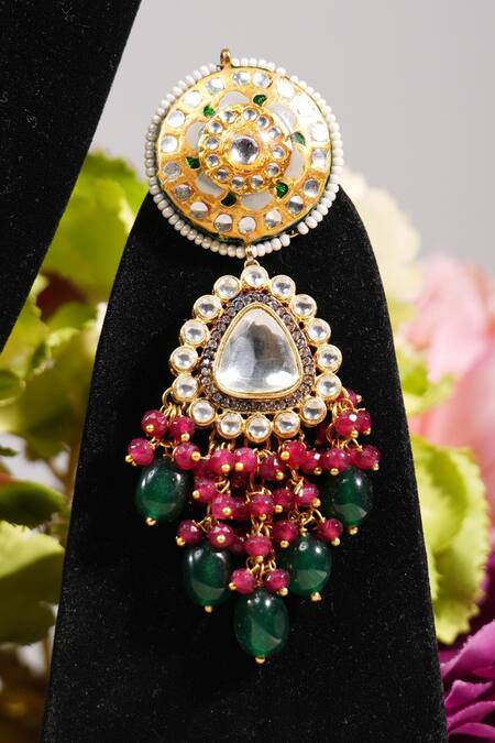 Buy_Amaara Jewels_Red Beads Grapevine Tassel Necklace Set _Online_at_Aza_Fashions