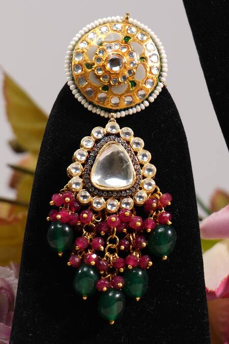 Shop_Amaara Jewels_Red Beads Grapevine Tassel Necklace Set _Online_at_Aza_Fashions