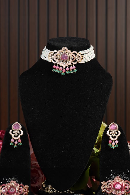 Amaara Jewels Polki Stone Embellished Choker Set 