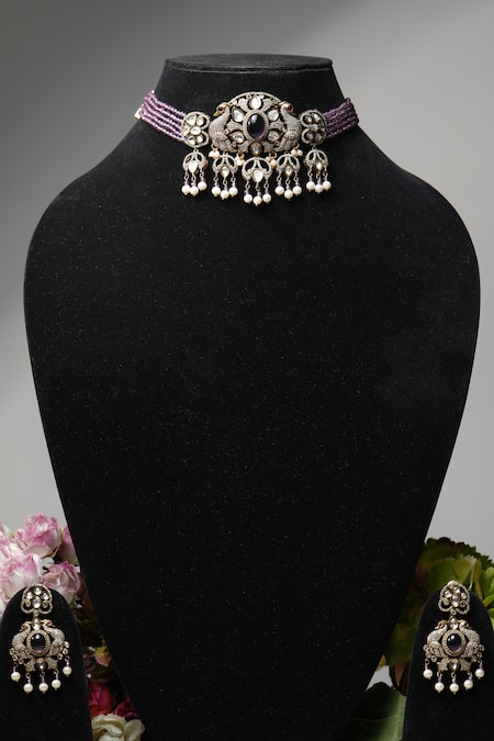 Amaara Jewels Hathi Embellished Antique Necklace Set 