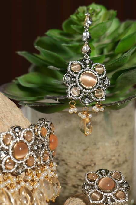 Amaara Jewels_Gold Plated Pearls, Stones And Bead Embellished Necklace Set _Online_at_Aza_Fashions