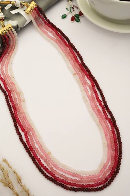 Do Taara_Pink Gradient Onyx Necklace _Online_at_Aza_Fashions