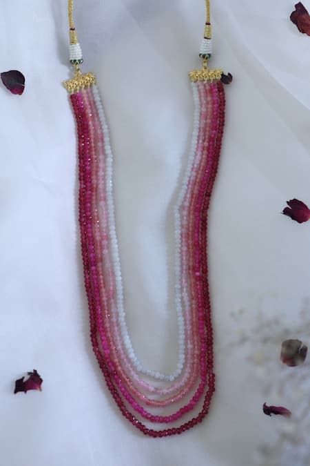 Buy_Do Taara_Pink Gradient Onyx Necklace _Online_at_Aza_Fashions
