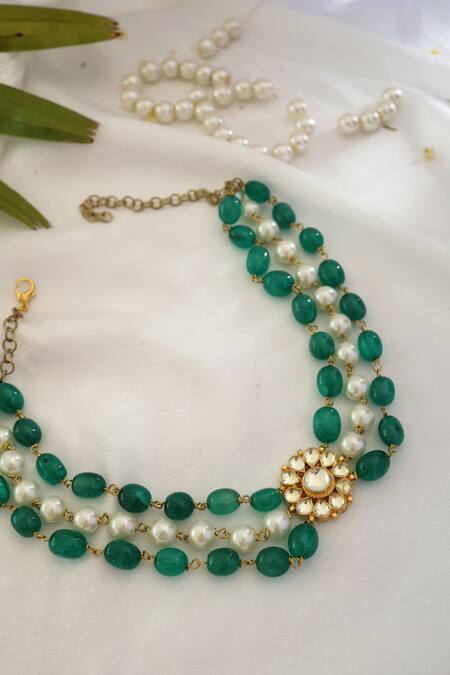 Buy_Do Taara_Green Stone Kundan Choker _Online_at_Aza_Fashions