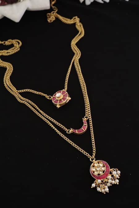 Do Taara Kundan Crecent Layered Necklace 