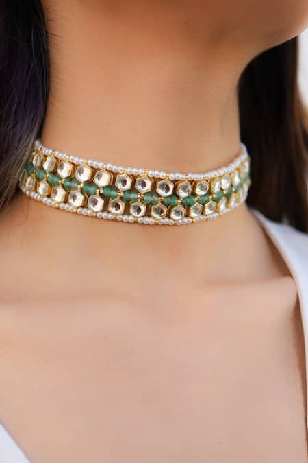 Do Taara Kundan Onyx Layered Choker 