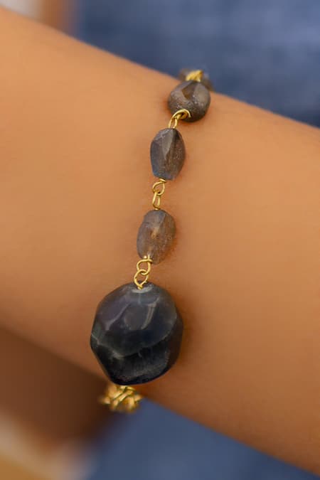 Do Taara_Grey Stones Onyx Embellished Bracelet _Online_at_Aza_Fashions