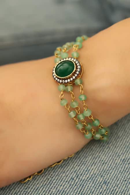 Do Taara_Green Stones Onyx Studded Bracelet _Online_at_Aza_Fashions