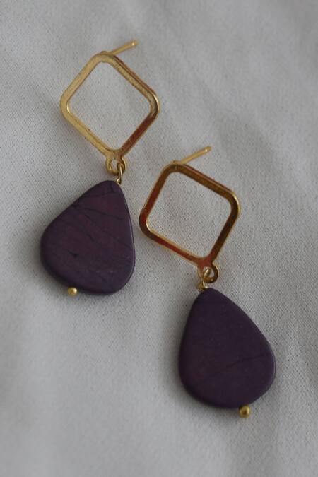 Do Taara_Purple Stones Quad Drop Earrings_Online_at_Aza_Fashions
