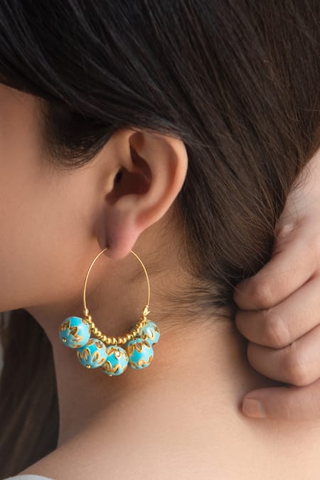 Do Taara Meenakari Ball Embellished Hoops 