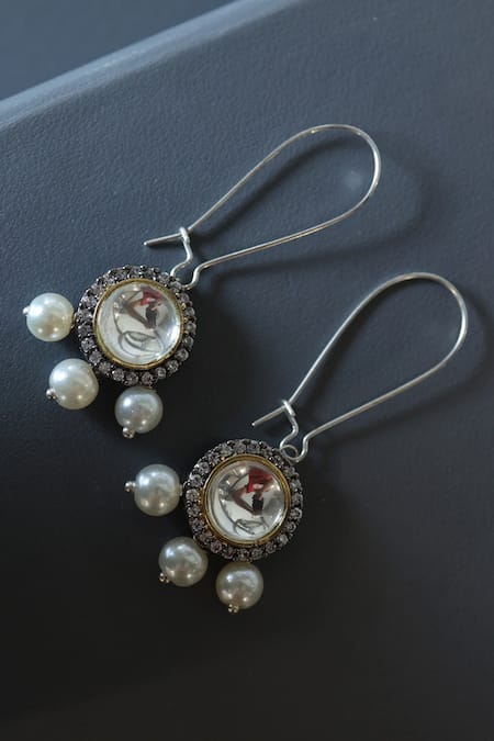 Do Taara Victorian Polki Pearl Drop Earrings 
