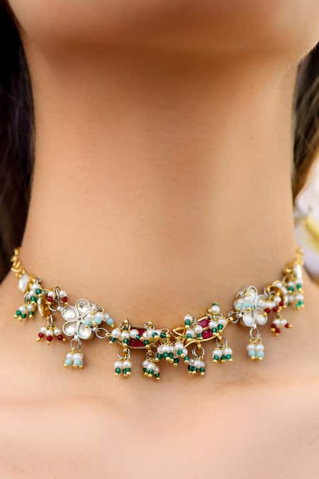 Do Taara Kundan & Pearl Embellished Choker Necklace 