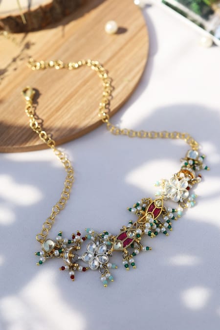 Do Taara Kundan & Pearl Embellished Choker Necklace 