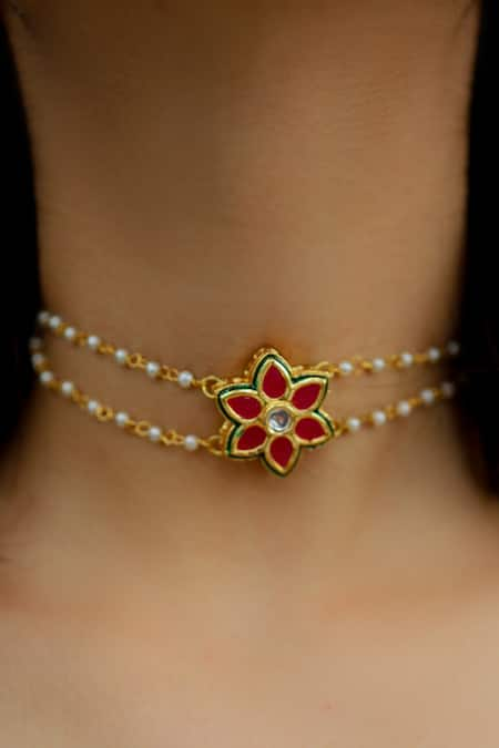 Do Taara Floral Kundan Choker Necklace 