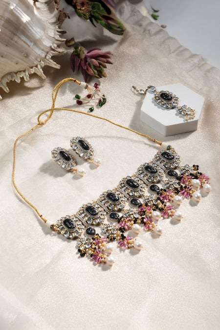 Amaara Jewels Floret Stone Embellished Choker Set 