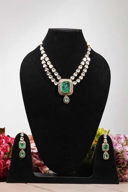 Amaara Jewels Stone Embellished Multistrand Necklace Set 